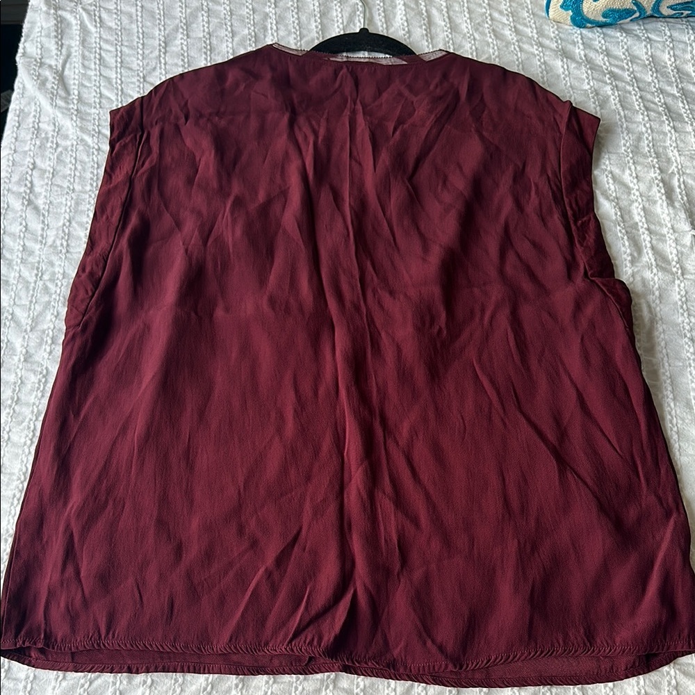 Red Wrap Blouse with Relaxed Fit - Picture 4 of 10